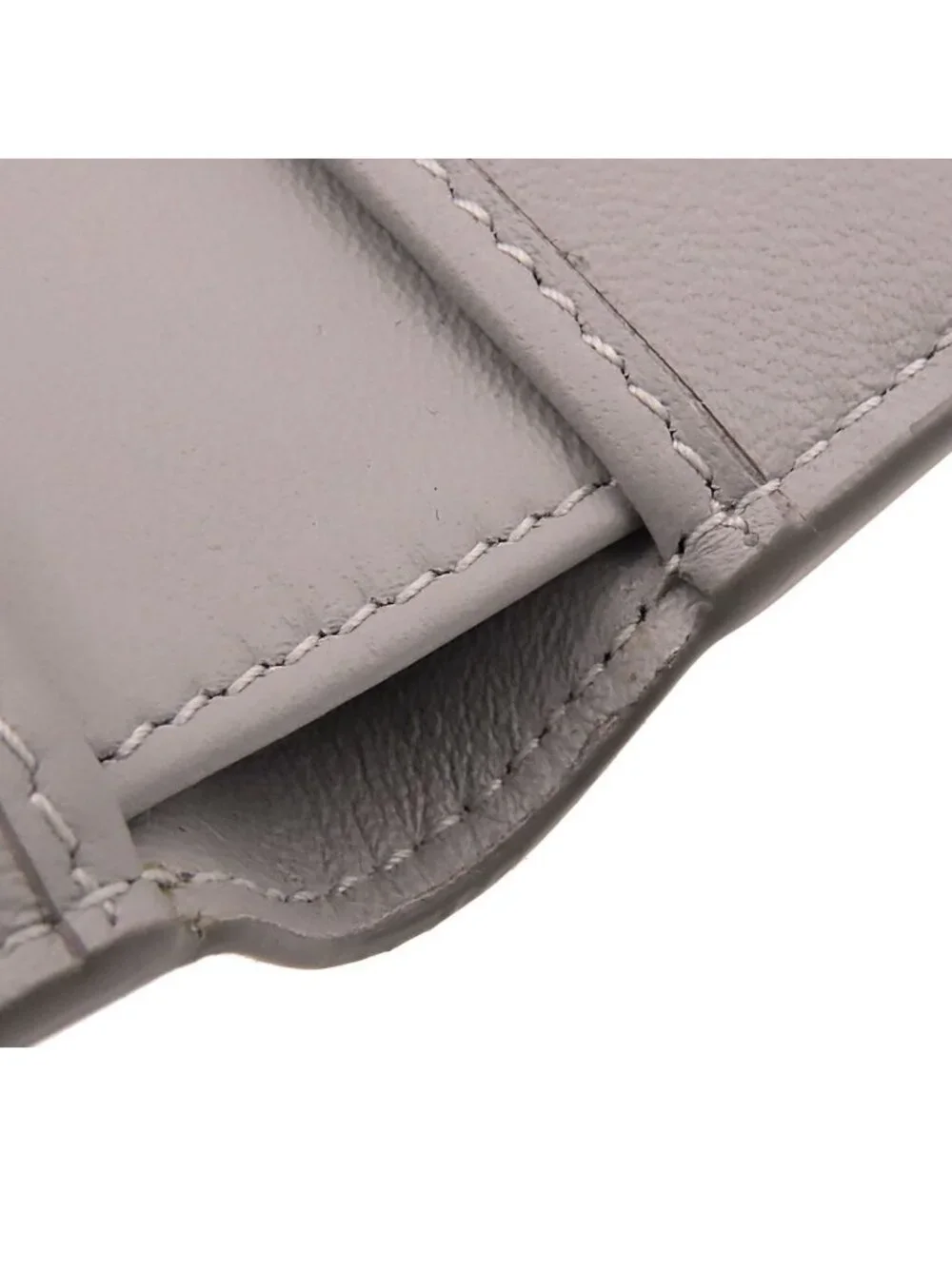Dior CD Diamond Gray Leather Compact Wallet Bifold Billfold